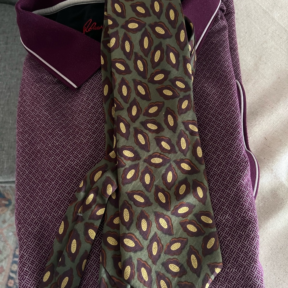CHRISTIAN DIOR MONSIEUR Green Art All Silk Tie Italy